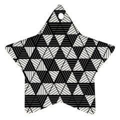 Black And White Triangles Pattern Star Ornament (two Sides) by SpinnyChairDesigns