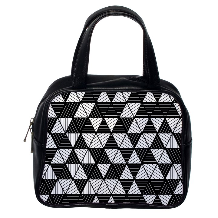 Black and White Triangles Pattern Classic Handbag (One Side)