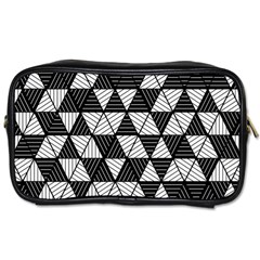 Black And White Triangles Pattern Toiletries Bag (two Sides) by SpinnyChairDesigns