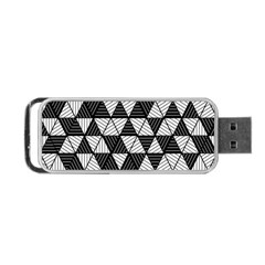Black And White Triangles Pattern Portable Usb Flash (one Side) by SpinnyChairDesigns