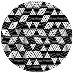 Black And White Triangles Pattern Wooden Puzzle Round