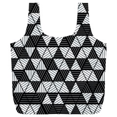 Black And White Triangles Pattern Full Print Recycle Bag (xxxl) by SpinnyChairDesigns