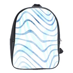 Faded Denim Blue Abstract Stripes On White School Bag (large) by SpinnyChairDesigns