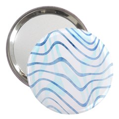 Faded Denim Blue Abstract Stripes On White 3  Handbag Mirrors by SpinnyChairDesigns