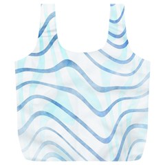 Faded Denim Blue Abstract Stripes On White Full Print Recycle Bag (xl) by SpinnyChairDesigns