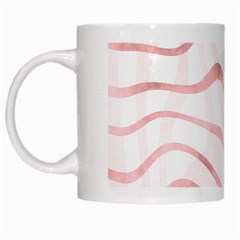 Pink Abstract Stripes on White White Mugs