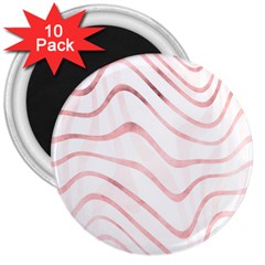 Pink Abstract Stripes on White 3  Magnets (10 pack) 