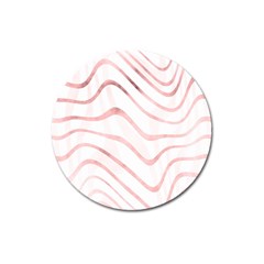 Pink Abstract Stripes on White Magnet 3  (Round)