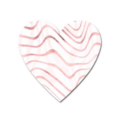 Pink Abstract Stripes On White Heart Magnet by SpinnyChairDesigns