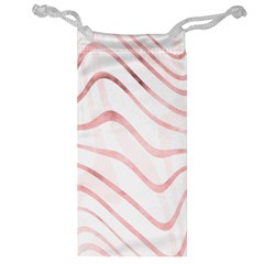 Pink Abstract Stripes on White Jewelry Bag