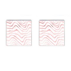 Pink Abstract Stripes on White Cufflinks (Square)