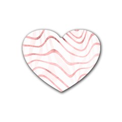 Pink Abstract Stripes on White Rubber Coaster (Heart) 