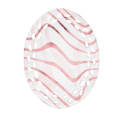 Pink Abstract Stripes on White Ornament (Oval Filigree)