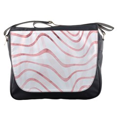 Pink Abstract Stripes on White Messenger Bag