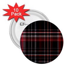Red Black White Plaid Stripes 2 25  Buttons (10 Pack) 