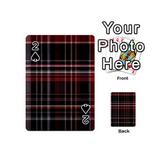 Red Black White Plaid Stripes Playing Cards 54 Designs (mini) by SpinnyChairDesigns