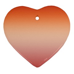 Vermilion Coral Sunset Gradient Ombre Heart Ornament (two Sides) by SpinnyChairDesigns