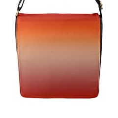 Vermilion Coral Sunset Gradient Ombre Flap Closure Messenger Bag (l) by SpinnyChairDesigns