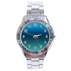 Blue Teal Green Gradient Ombre Colors Stainless Steel Analogue Watch by SpinnyChairDesigns