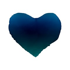 Blue Teal Green Gradient Ombre Colors Standard 16  Premium Heart Shape Cushions by SpinnyChairDesigns