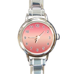 Pink Blush Gradient Ombre Colors Round Italian Charm Watch by SpinnyChairDesigns