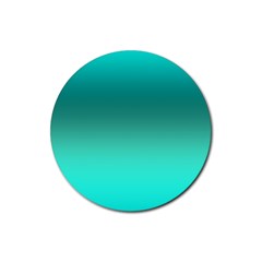 Teal Turquoise Green Gradient Ombre Rubber Round Coaster (4 Pack)  by SpinnyChairDesigns