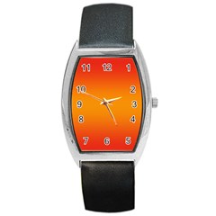Red Orange Gradient Ombre Colored Barrel Style Metal Watch by SpinnyChairDesigns