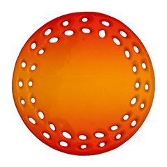 Red Orange Gradient Ombre Colored Ornament (round Filigree) by SpinnyChairDesigns