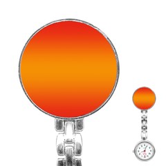 Red Orange Gradient Ombre Colored Stainless Steel Nurses Watch by SpinnyChairDesigns
