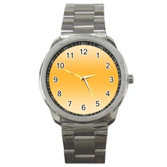 Saffron Yellow And Cream Gradient Ombre Color Sport Metal Watch by SpinnyChairDesigns