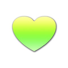 Lemon Yellow And Lime Green Gradient Ombre Color Heart Coaster (4 Pack)  by SpinnyChairDesigns