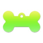 Lemon Yellow and Lime Green Gradient Ombre Color Dog Tag Bone (One Side) Front