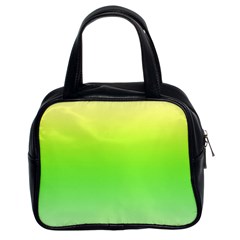 Lemon Yellow And Lime Green Gradient Ombre Color Classic Handbag (two Sides) by SpinnyChairDesigns