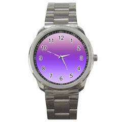 Plum And Violet Purple Gradient Ombre Color Sport Metal Watch by SpinnyChairDesigns