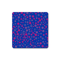 Bisexual Pride Tiny Scattered Flowers Pattern Square Magnet by VernenInk