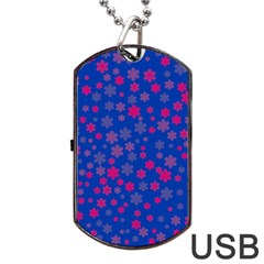 Bisexual Pride Tiny Scattered Flowers Pattern Dog Tag Usb Flash (two Sides) by VernenInk