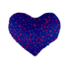 Bisexual Pride Tiny Scattered Flowers Pattern Standard 16  Premium Flano Heart Shape Cushions