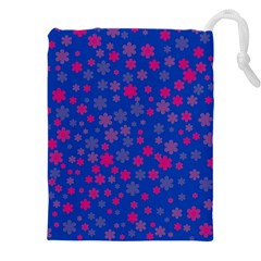 Bisexual Pride Tiny Scattered Flowers Pattern Drawstring Pouch (4xl) by VernenInk