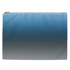 Sky Blue And Grey Color Gradient Ombre Cosmetic Bag (xxl) by SpinnyChairDesigns