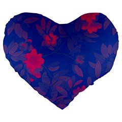 Bi Floral-pattern-background-1308 Large 19  Premium Heart Shape Cushions by VernenInk