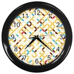 Tekstura-seamless-retro-pattern Wall Clock (Black) Front