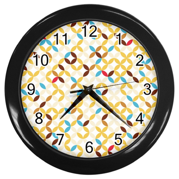 Tekstura-seamless-retro-pattern Wall Clock (Black)