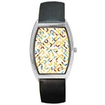 Tekstura-seamless-retro-pattern Barrel Style Metal Watch Front