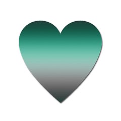 Teal Green And Grey Gradient Ombre Color Heart Magnet by SpinnyChairDesigns