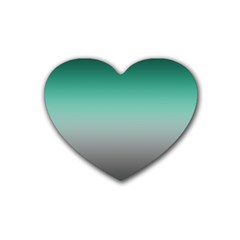 Teal Green And Grey Gradient Ombre Color Heart Coaster (4 Pack)  by SpinnyChairDesigns