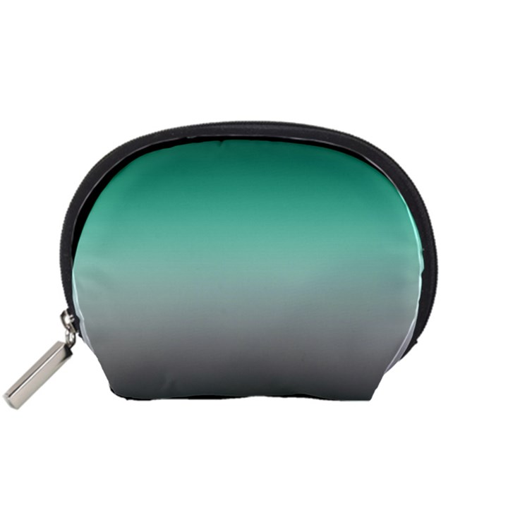 Teal Green and Grey Gradient Ombre Color Accessory Pouch (Small)