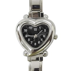 Black Tourmaline Stone Geometric Pattern Heart Italian Charm Watch by SpinnyChairDesigns