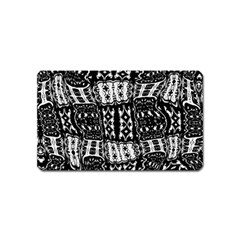 Abstract Black And White Stripes Checkered Pattern Magnet (name Card) by SpinnyChairDesigns