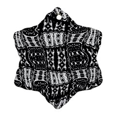 Abstract Black And White Stripes Checkered Pattern Ornament (snowflake) by SpinnyChairDesigns