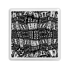 Abstract Black And White Stripes Checkered Pattern Memory Card Reader (square) by SpinnyChairDesigns